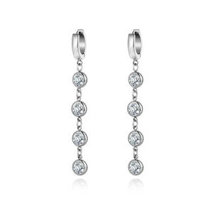 Stainless Steel Cubic Zircona Tassel Earrings